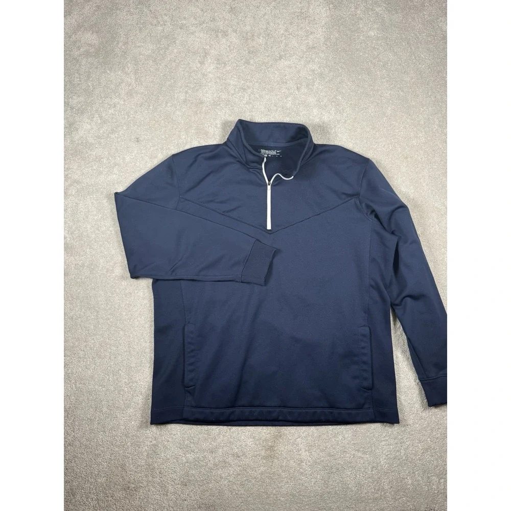 NikeGolf Tour Performance Blue XL Long Sleeve 1/4 Zip Dri Fit Mock Active Pocket